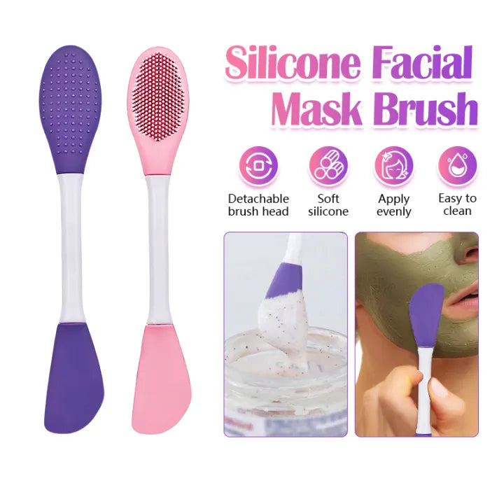 Double-Headed Silicone Facial Cleansing & Mask Brush 2 In1 Facial Skin Care Scrub Exfoliator Face Wash Brush Deep Cleaning Tools