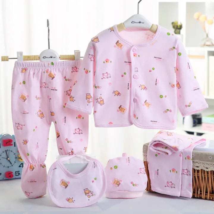 5pcs newborn set clothes for recieving newborn and infants with soft and breathable fabric