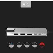 Type C To HDMI USB3.0 PD 6 In 1 HUB Hub Rj45 Network Card Adapter
