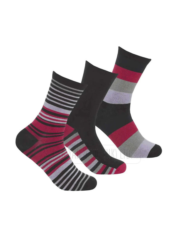 12 pairs ladies bamboo Stripe style Socks Size 4-8 Uk Non elastic women's Socks