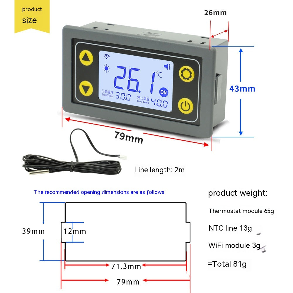 WIFI Remote Temperature Controller Digital Display Intelligent Automatic Temperature Controller With Probe SA10