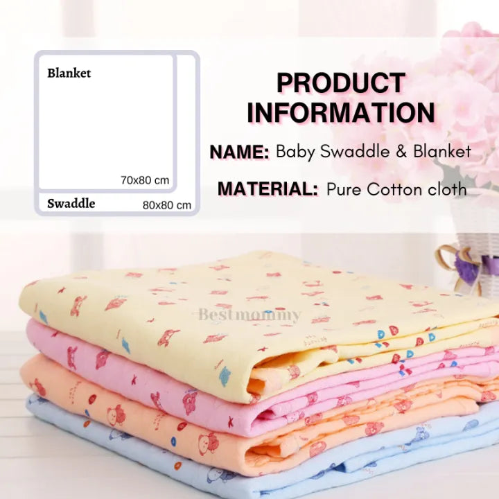 BESTMOMMY Infant Baby Receiving Blanket Baby Blanket Wrap Swaddle NewBorn Pure Cotton Summer Towel