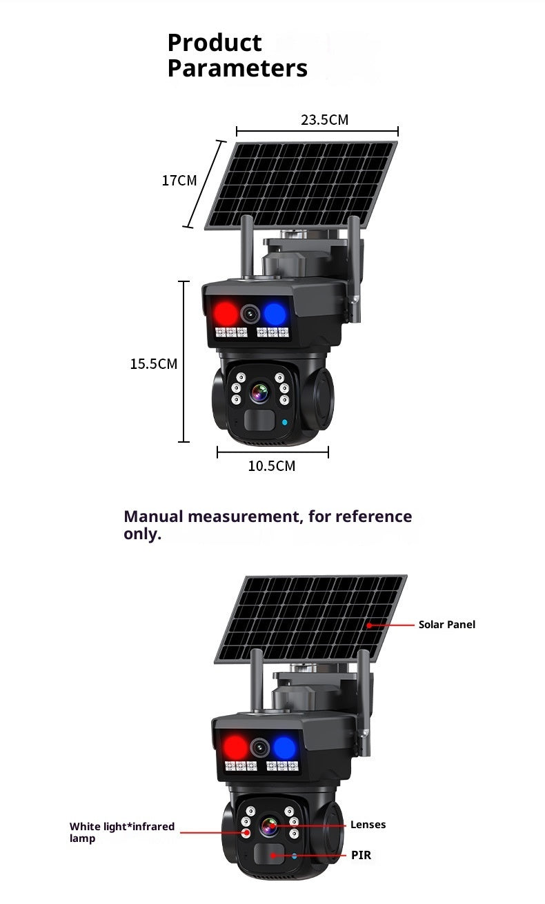 Solar Monitoring Camera Outdoor Home Full Color