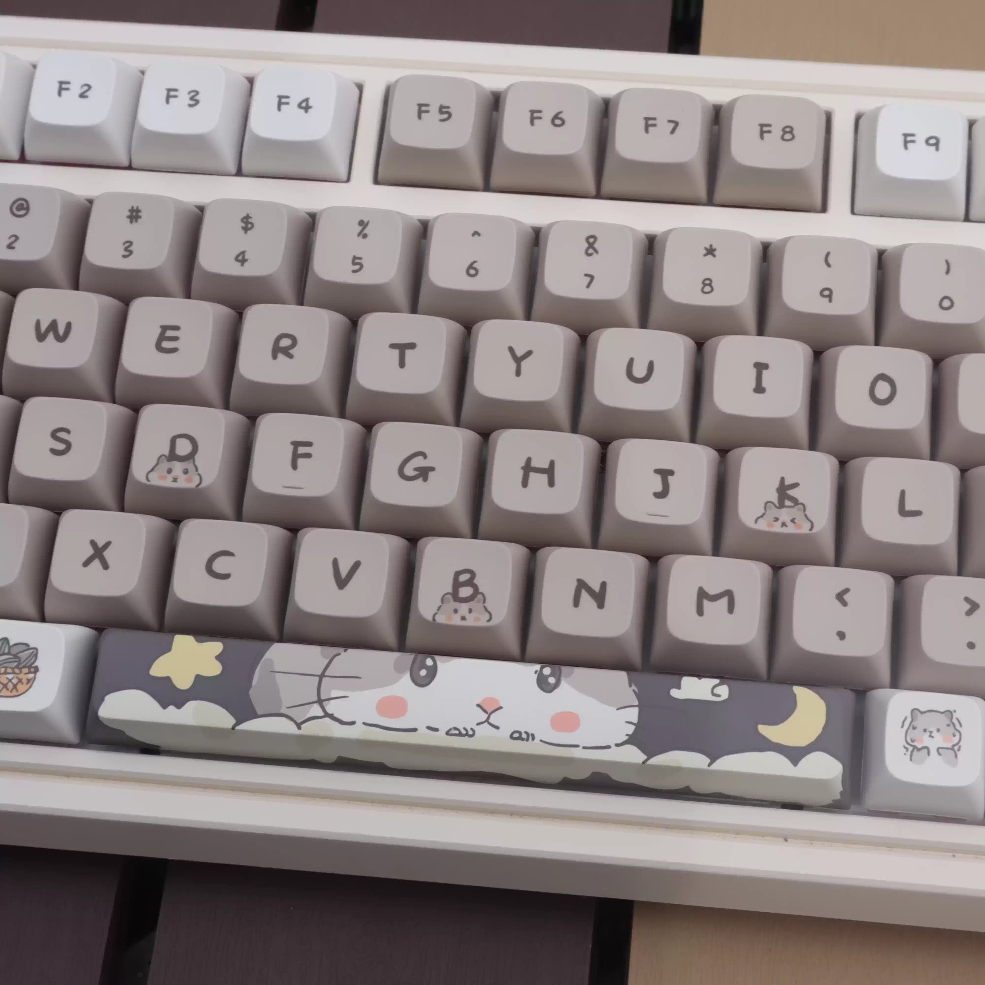 Mouse-themed Keycaps Milky Gray Mechanical Keyboard