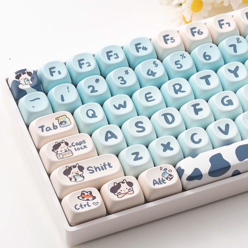 Small Square Milk Cow Moa Sublimation Keycaps