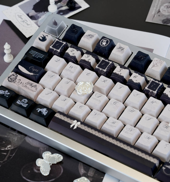 Black White And Gray Gothic Keycaps