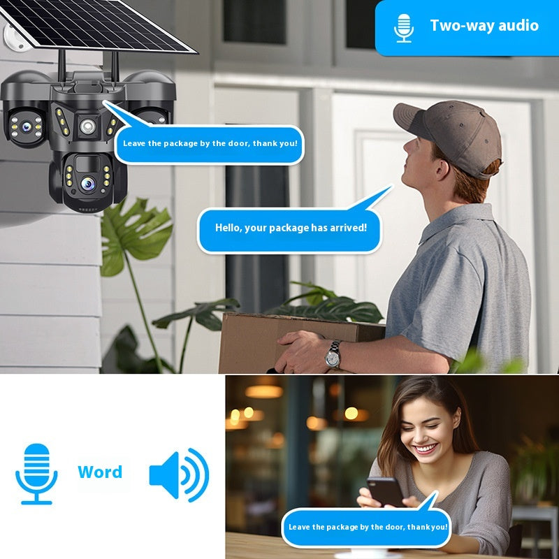 Three-screen Multi Lens Outdoor Solar Surveillance Camera