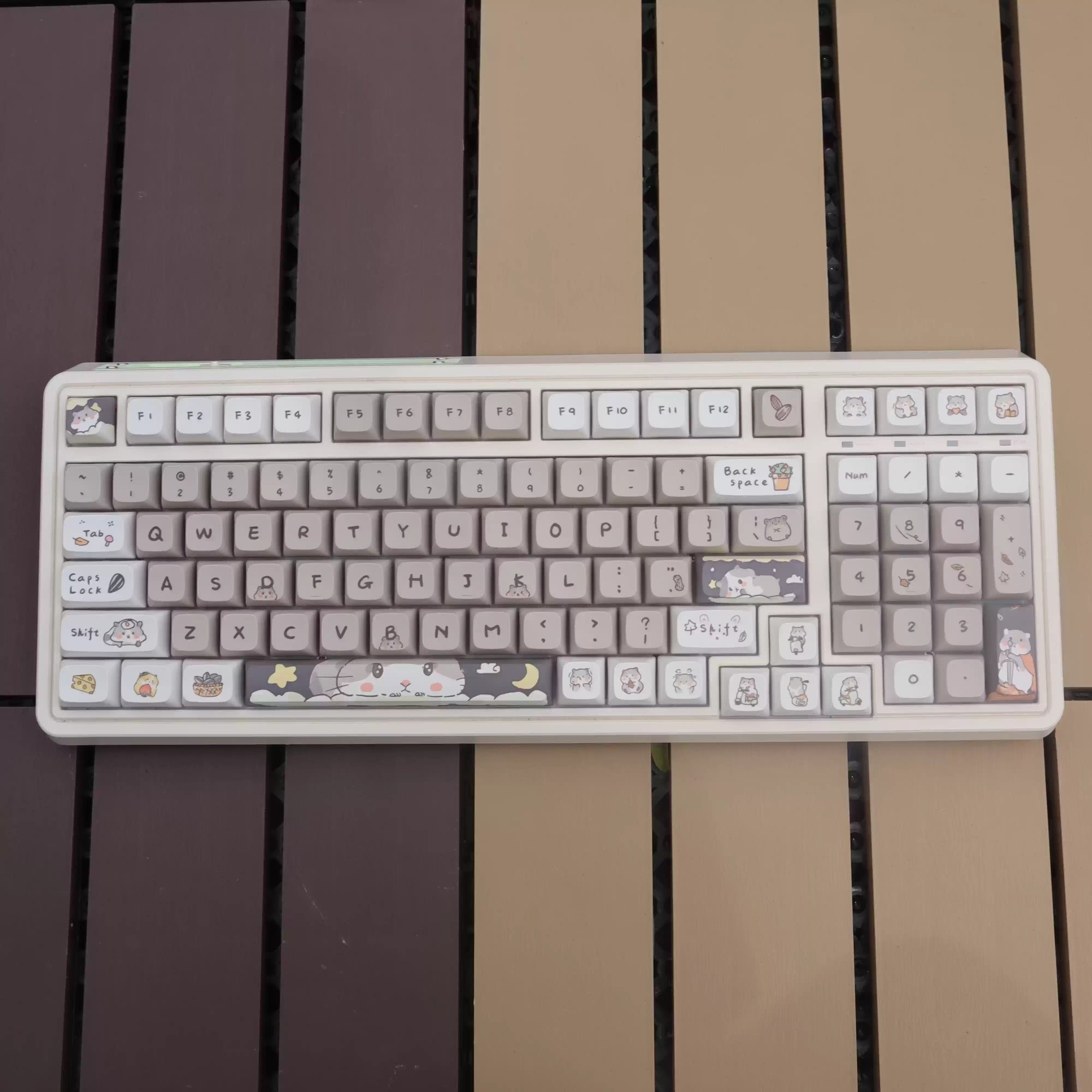 Mouse-themed Keycaps Milky Gray Mechanical Keyboard