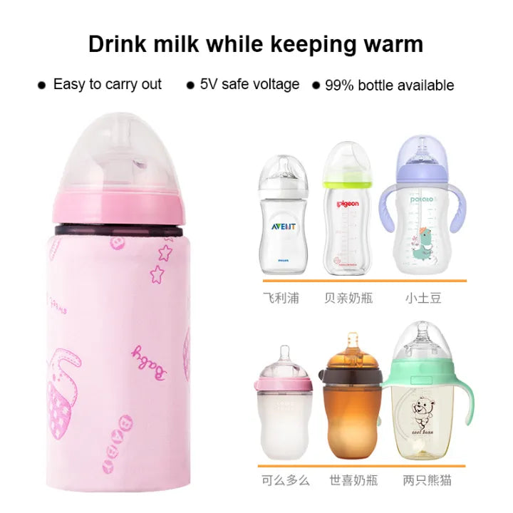 USB Baby Milk Water Warmer Baby Nursing Bottle Heater Portable Travel Stroller Travel Stroller Insulated Bag Infant Feeding Bottle Car power Bank