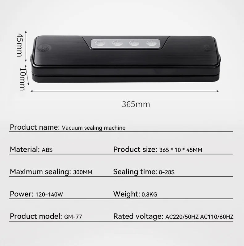 Automatic Vacuum Sealer, Vacuum Packing Machine, Household Food Preservation Bag Sealer, Small-Sized Compression Sealing Machine