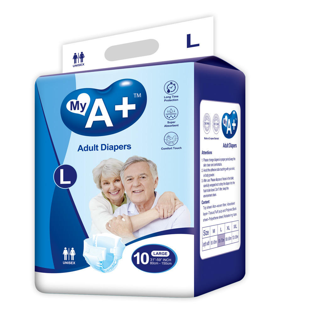 High Quality Disposable Breathable Adult Diaper Non-Woven Fabric with Leak Guard OEM Printed Nappy for Adult Incontinence Care