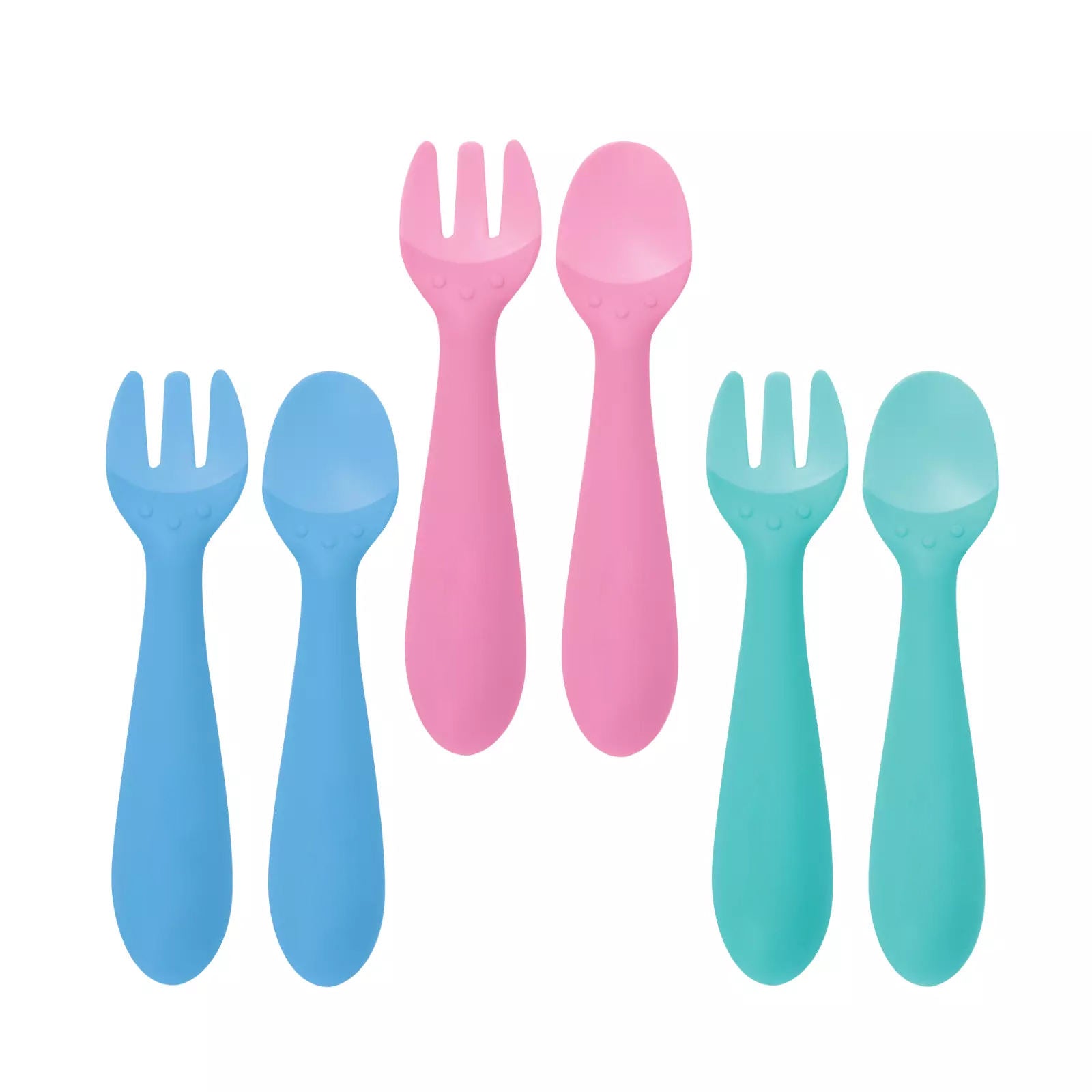 Baby Led Weaning Set First Stage Toddler Training Utensils BPA-Free Silicon Spoon Fork