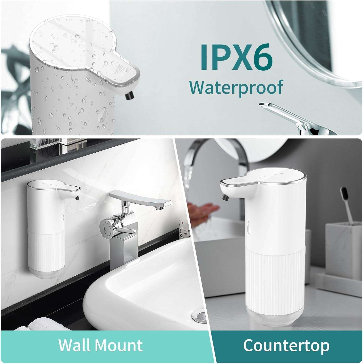 Modern Style Wall Mounted USB Rechargeable Lcd Digital Display Automatic Touchless Sensor Foam Soap Dispenser