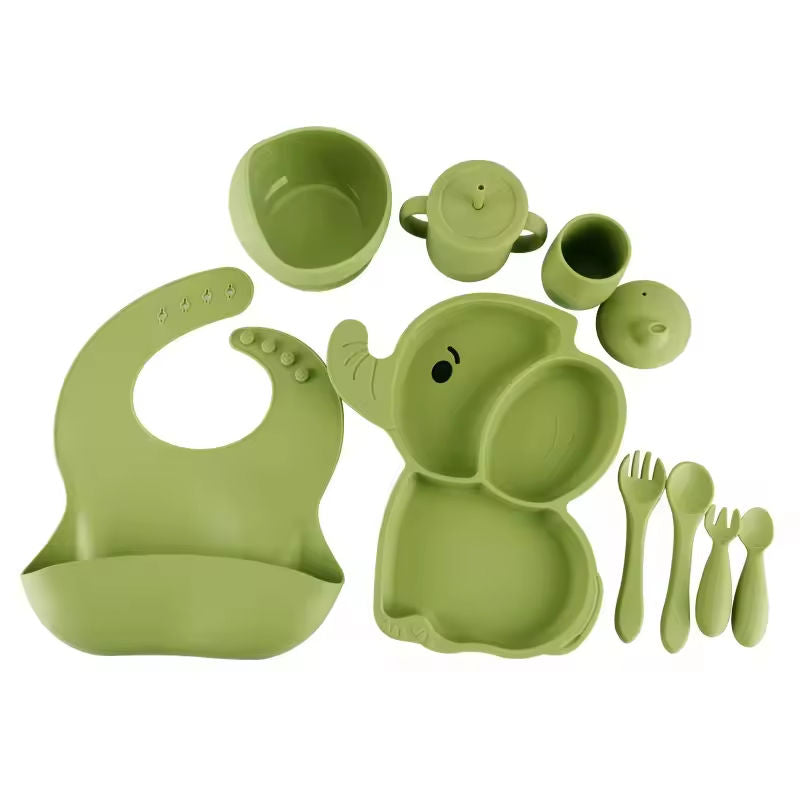 One-stop Baby Supplies Silicone Shopping Custom Baby Feeding Set Newborn Gift Baby Plate Set Silicone Feeding Set for Kids