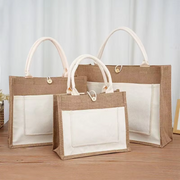 Wholesale Personalized Bridesmaid Party Girls Trip Gifts Custom Logo Burlap Jute Tote Shopping Bag
