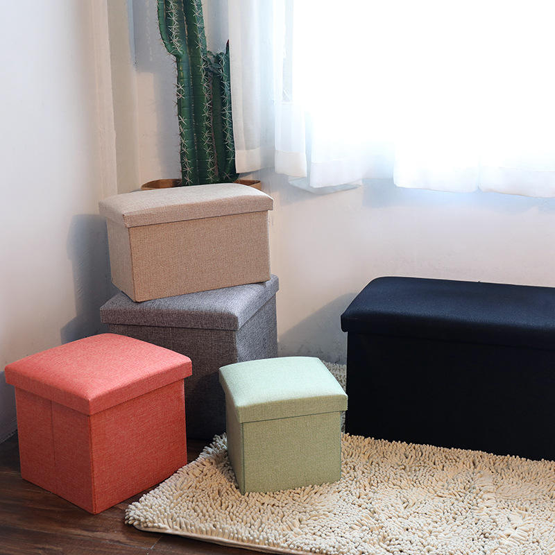 Folding Sofa Multi-purpose Foldable Fabric Cube Stool Ottoman Memory Foam Versatile Space-Saving Storage Organizer Seat