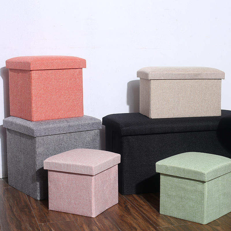 Folding Sofa Multi-purpose Foldable Fabric Cube Stool Ottoman Memory Foam Versatile Space-Saving Storage Organizer Seat