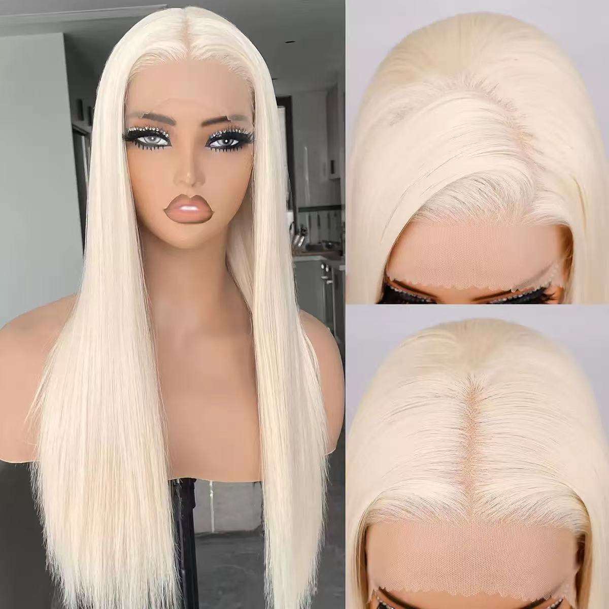 Premium 13*4 Long Straight Hair Heat-Friendly Synthetic Lace Front Wig Soft Transparent Lace Front High Temperature Fiber