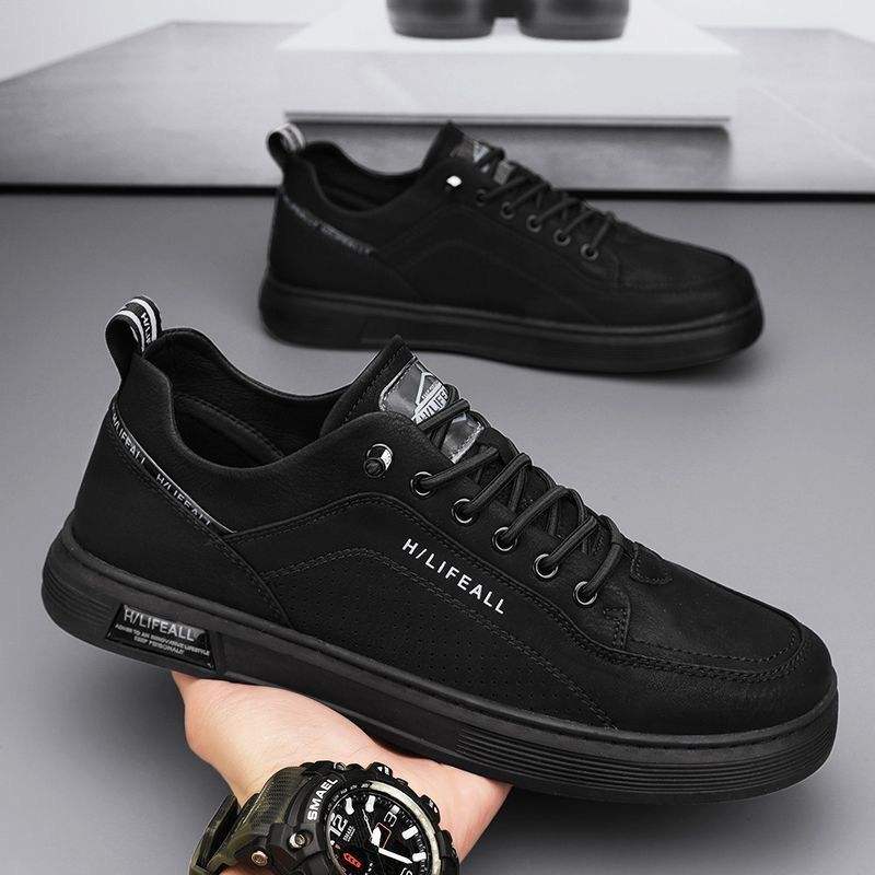 Men's Sporty Casual Sneakers Leather Upper Lace-Up Mesh Running Men Walking Shoes