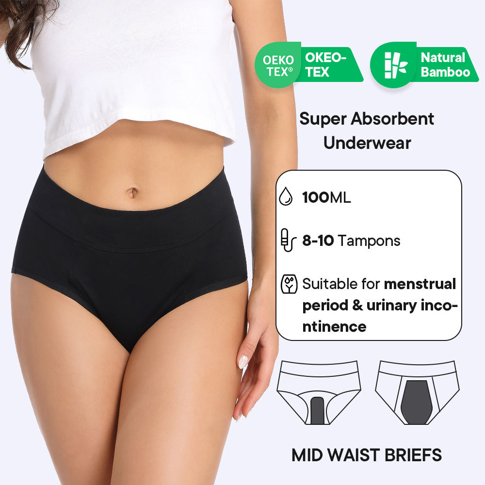 Lynmiss Womens Mesh Period Panties High Waisted Menstrual Leak Proof Underwear Incontinence Protective Briefs