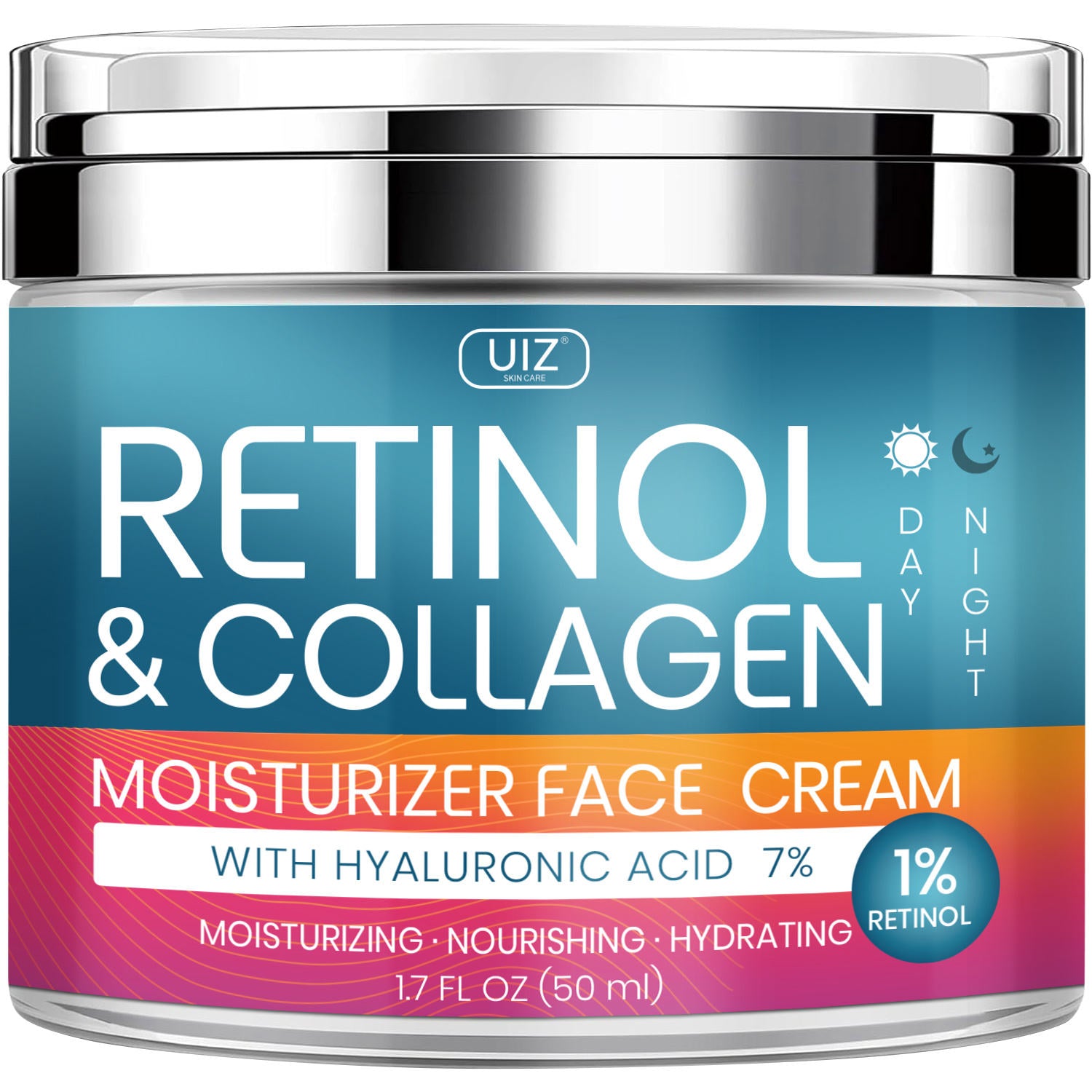 Private Label RETINOL & COLLAGEN MOISTURIZER FACE CREAM with Hyaluronic Acid 7% and Retinol 1%