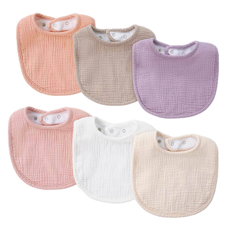 Adjustable Muslin Baby Bibs Newborn Solid Color Soft Square Towel Burp Cloth Feeding 100% Cotton Baby Bandana Drool Bibs