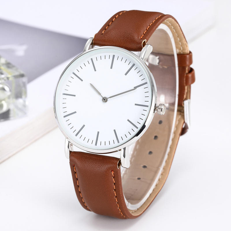 Minimalist Rose Gold Quartz Watch Ultra-Thin Dial Black Leather Strap Unisex Fashion Casual Timepiece