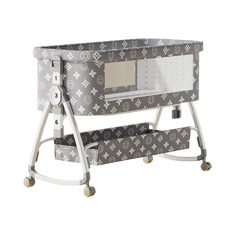Baby Crib 3-in-1 Bedside Sleeper & Bassinet with Wheels Metal Frame Bedroom Use Storage Basket Mattress Easy Assembly