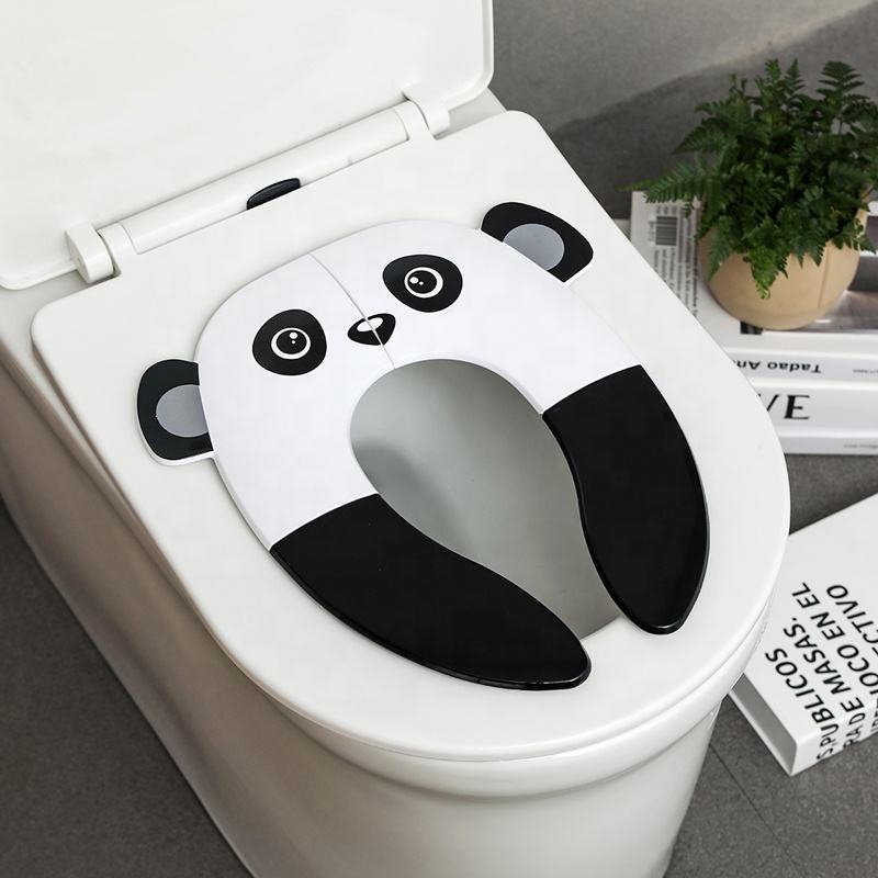 Portable Folding Kids Toilet Potty Trainer Reusable Plastic Travel Potty Seat with Animal Pattern for Baby Toilet Training