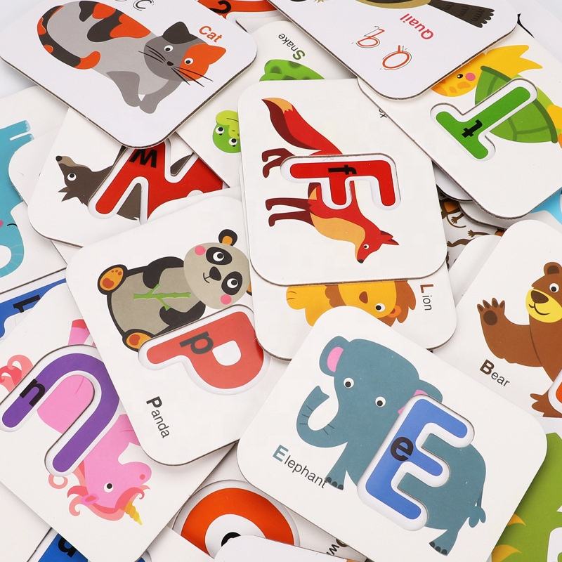 reschool English Wooden Numbers and Alphabets Flash Cards Set Learning Education Flash Cards