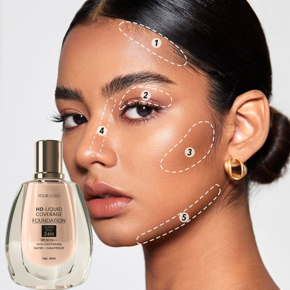Guangzhou Custom Logo Makeup Product 24 Hour Full Coverage Foundation Private Label Long Lasting Waterproof Liquid Foundation