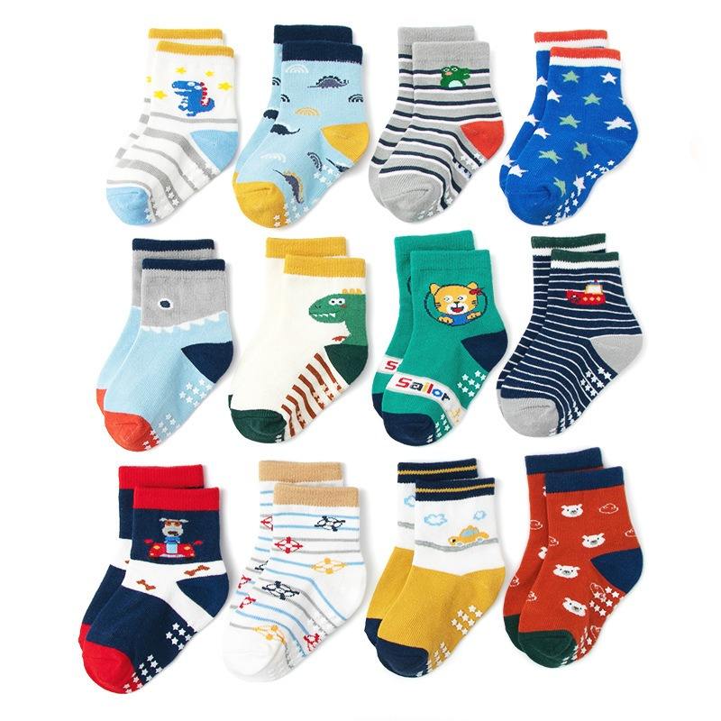 Wholesale Infant Baby Boys Dress Sock 3 Pairs of Anti-Slip Breathable Soft Cotton Carton Baby Socks