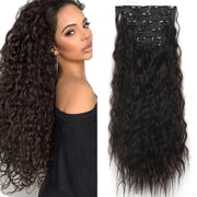 Wholesale 24 Inch Synthetic Clip in Hair Extension 16 Clips 6pcs/Set Kinky Straight Wave Hair Extensions Hairpiece