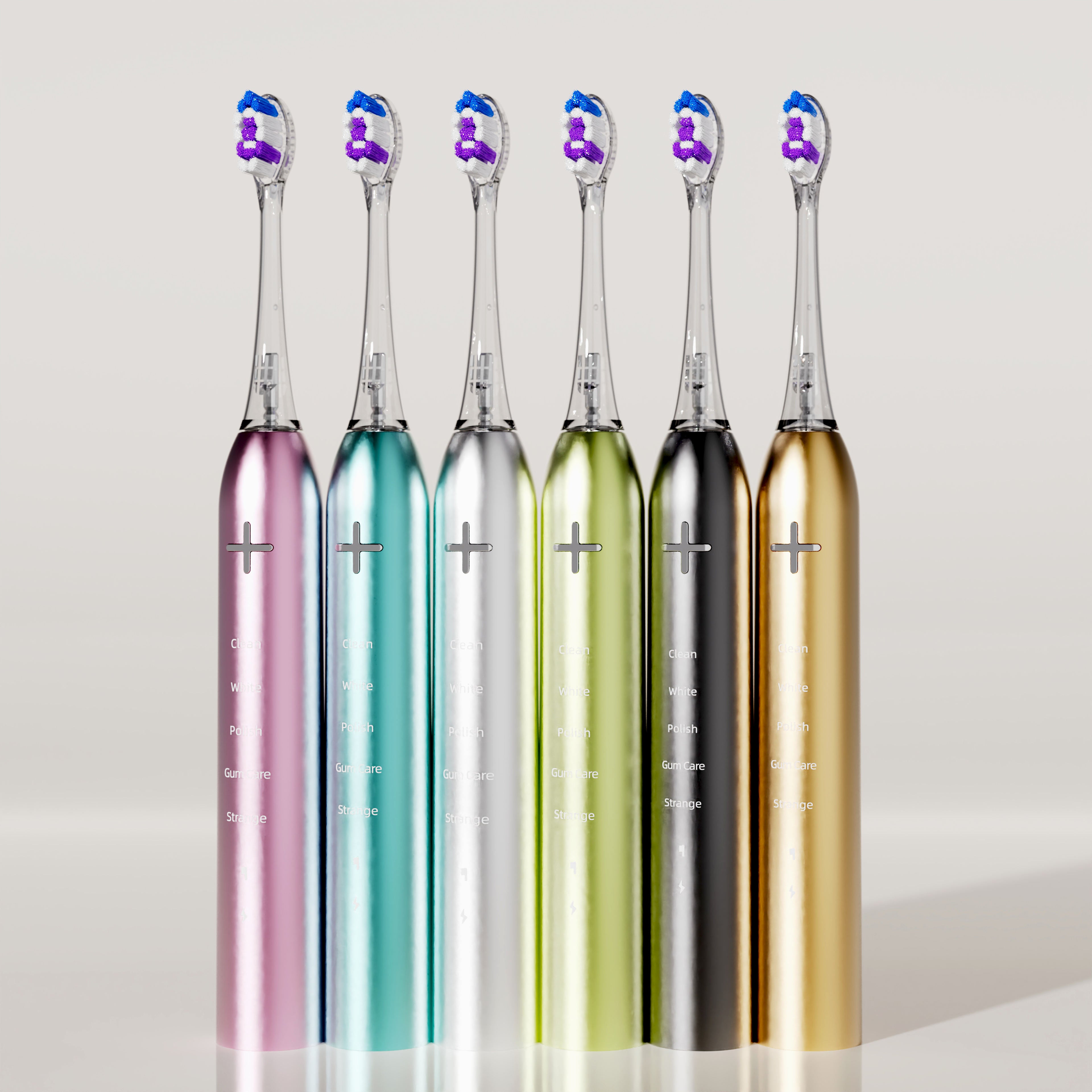 Rechargeable IML Display Pressure Sensor Turn ON/ Off Sonic Electric Toothbrush IPX 8 Plating Color