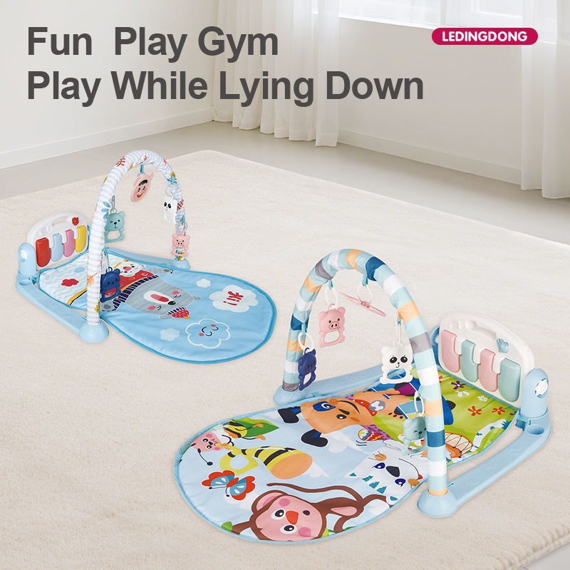 Basic Model Pink Bear Play Gym Piano Mat Baby Activity Gym with 5 Detachable Hanging Toys