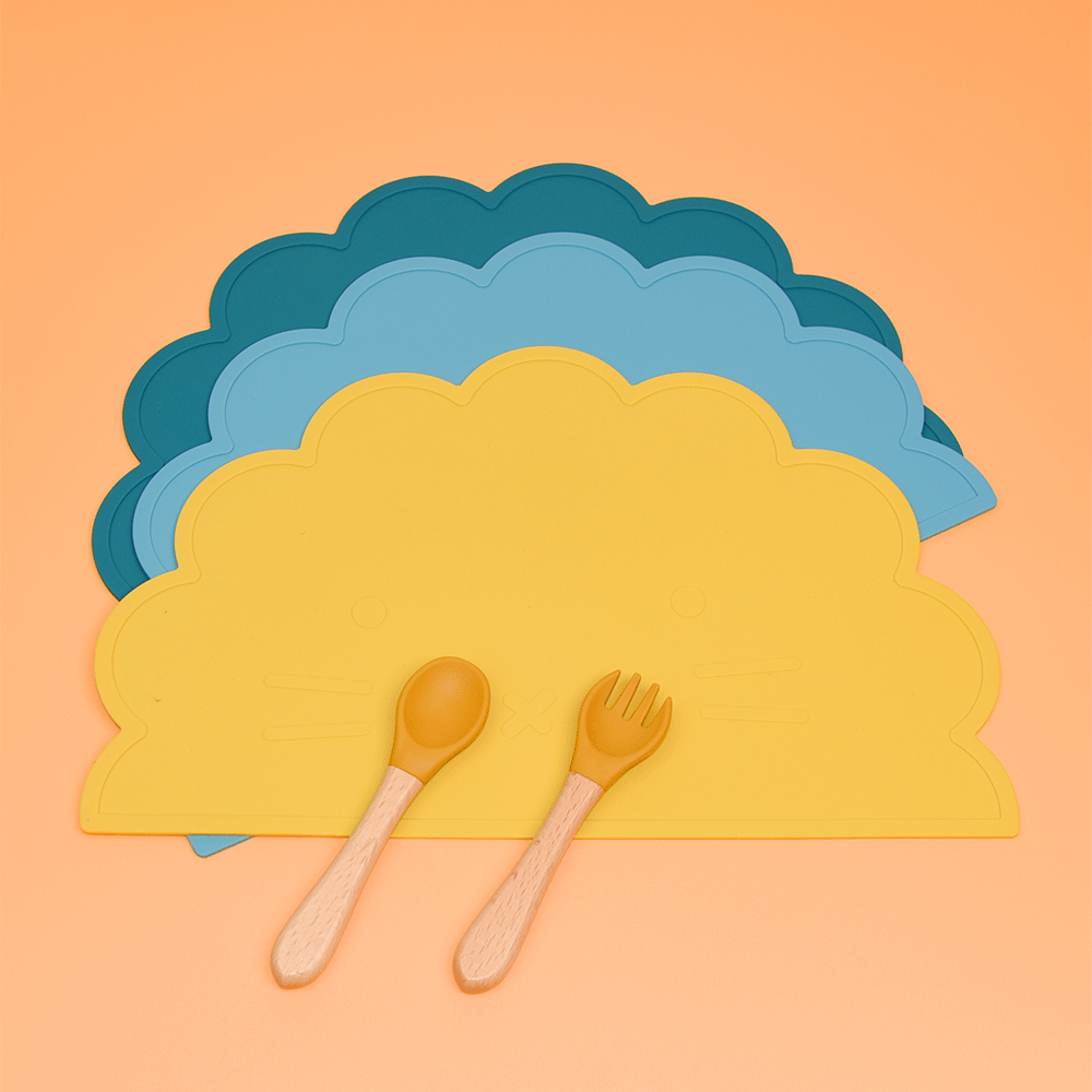 Custom New Design Collapsible Portable Easy Clean Silicone Place Mat Kids Baby Feeding Placemat