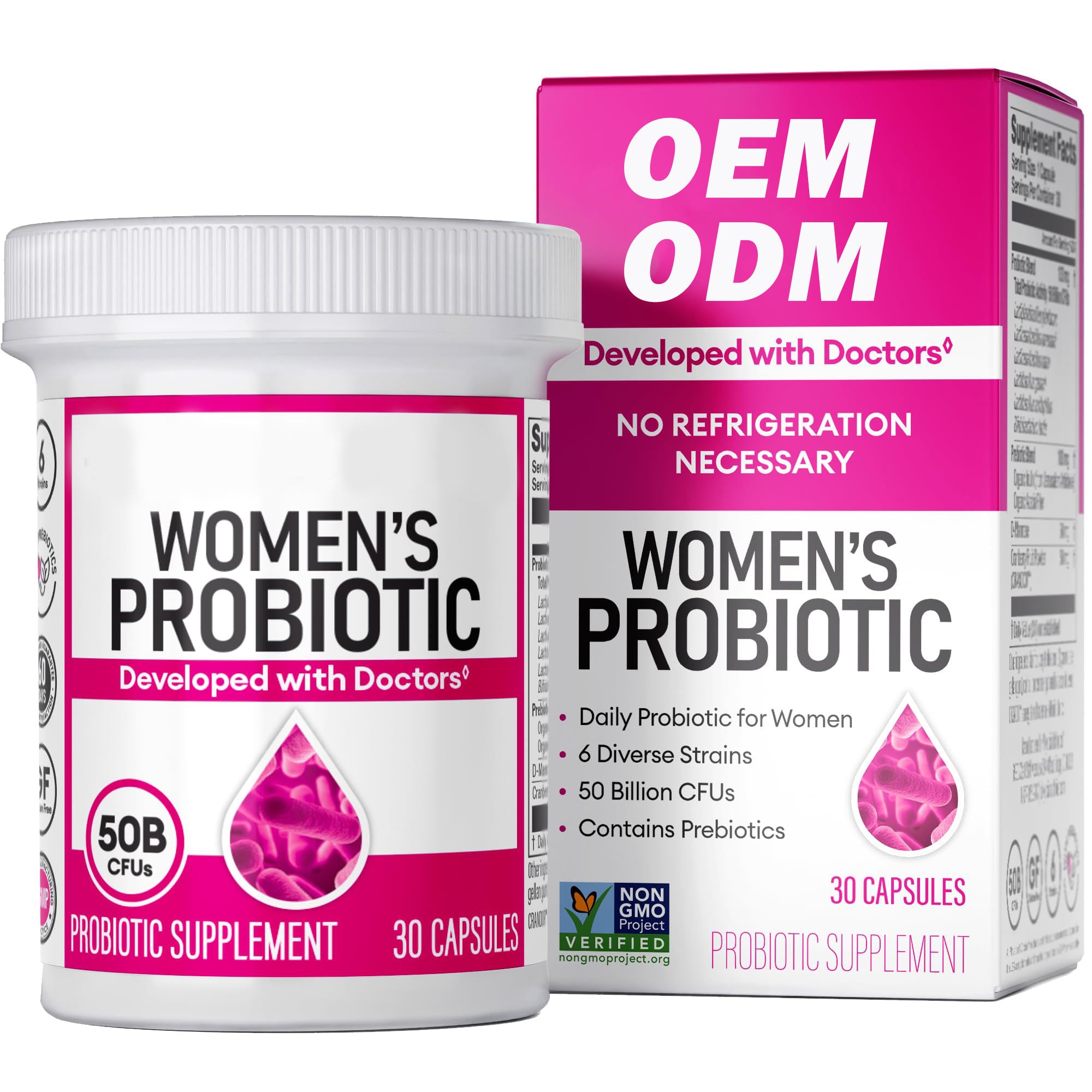 Organic Cranberry Vaginal Probiotics Capsules PH Balance With Prebiotics Blend Women Healthy Flora Probiotic Capsule