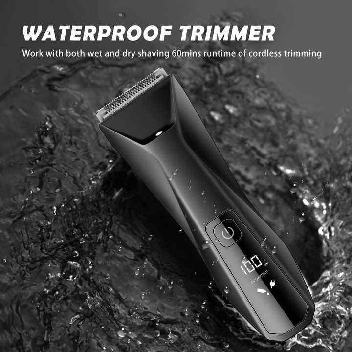 Men's Shaver and Groin Trimmer 2 in 1 Waterproof Body Hair Clipper Rechargeable Professional Pubic Hair Trimmer for Groin