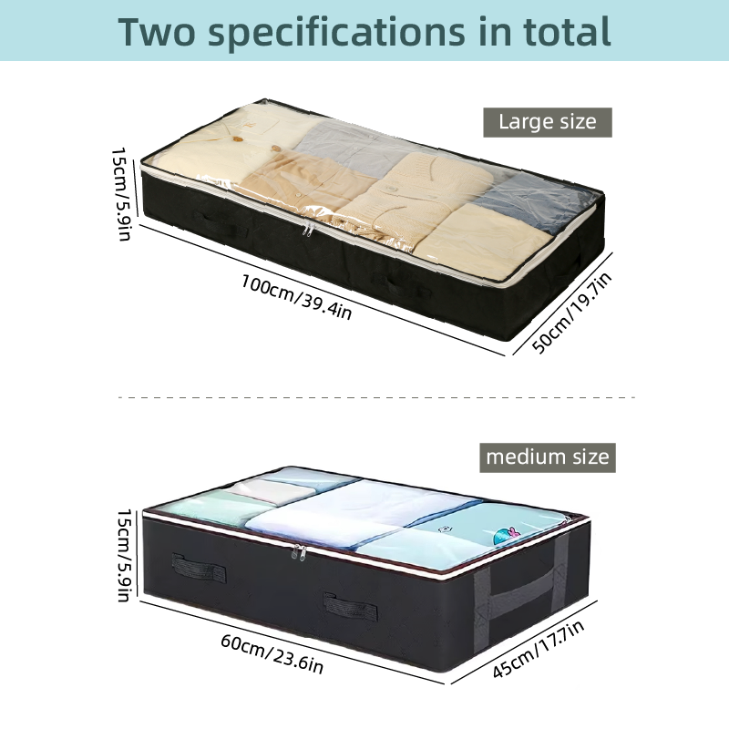 Large Capacity Non-Woven Fabric Underbed Storage Bags Foldable Clothes Comforters Blankets Under Bed Bag with Reinforced Handles