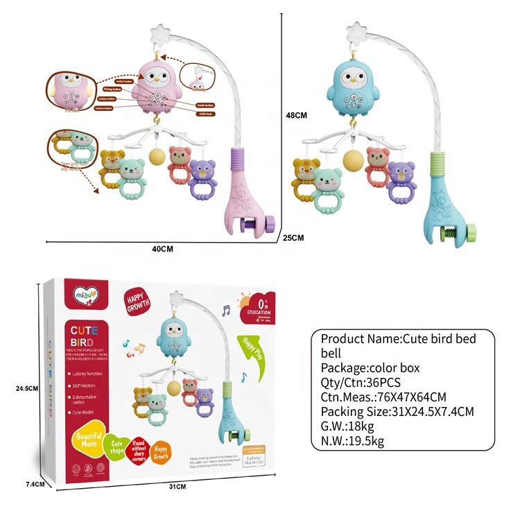 Newborn Music Box Crib Hanging Early Education Rattle Smart Remote Control Rotating Mobile Bed Bell Baby Toys