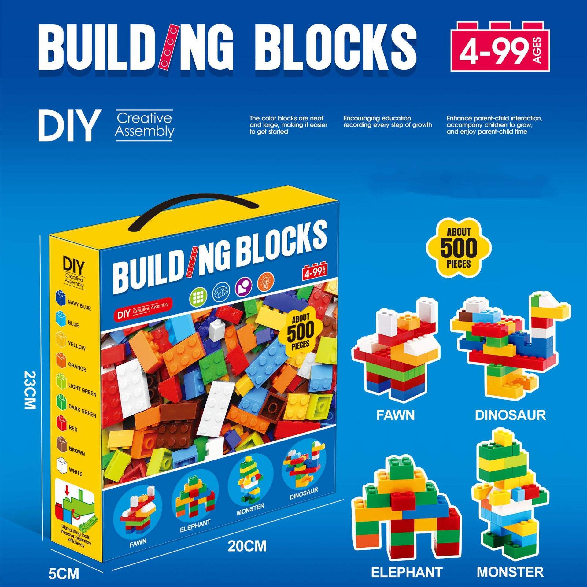 Building Block Sets ABS Plastic DIY Building Bricks Assembly Blocks Toys Gift for Kids