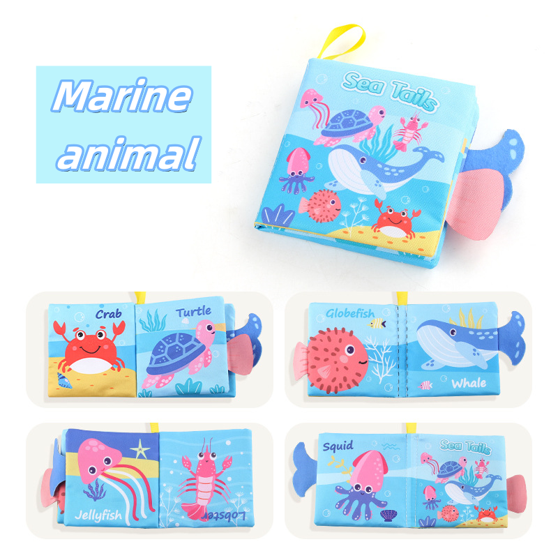 Baby Early Education Cloth Book Forest Marine Insects Animals Animal Tail Cloth Book with Sound Paper