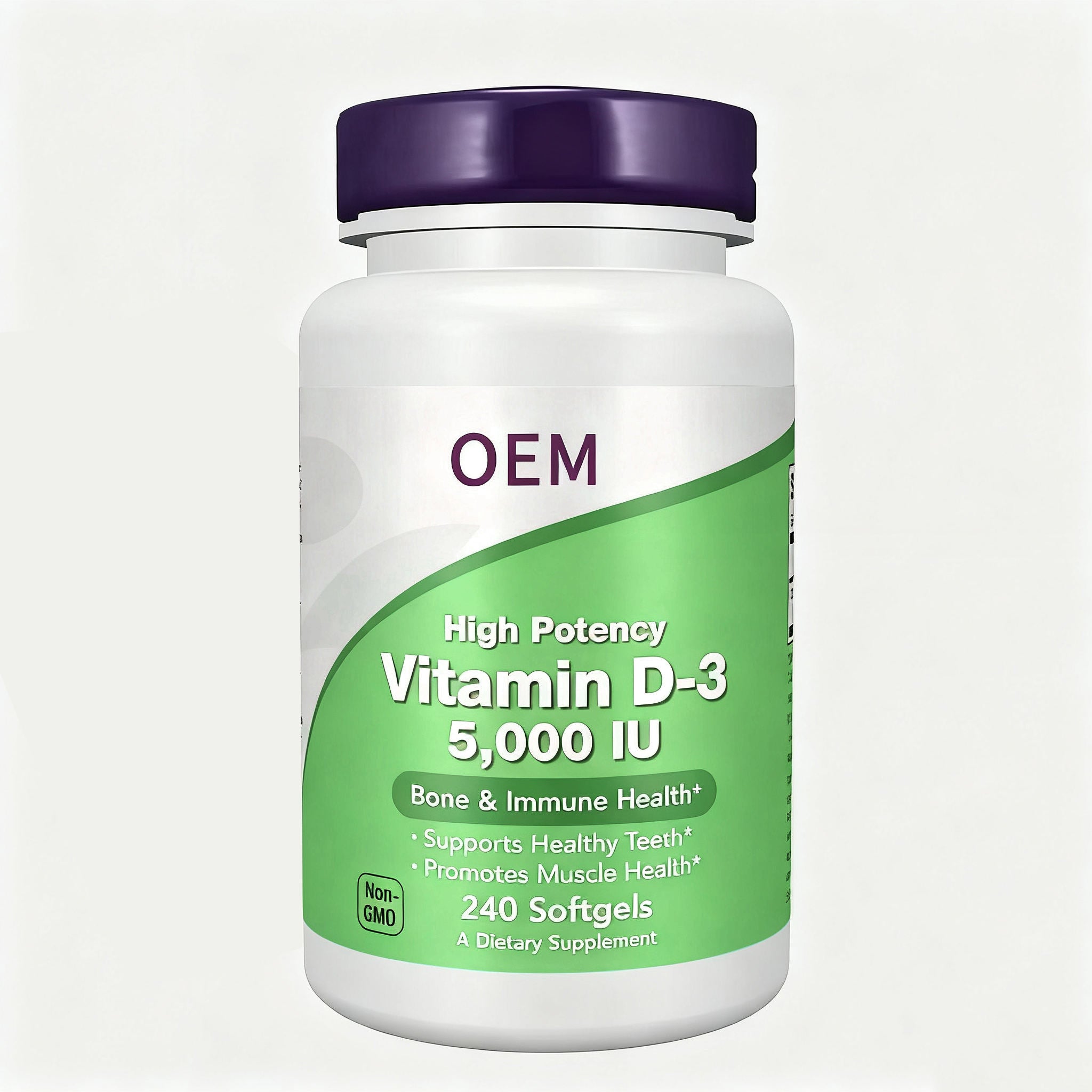 OEM Vitamin D3 5000 IU Softgels - High Potency Bone & Immune Support, Non-GMO, 240 Caps