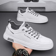 Men's Sporty Casual Sneakers Leather Upper Lace-Up Mesh Running Men Walking Shoes