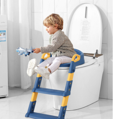 Baby 50cm PU Soft Pad Children Adjustable Toilet Potty Seat Handle Ladder Stool Toilet Potty Training Seat