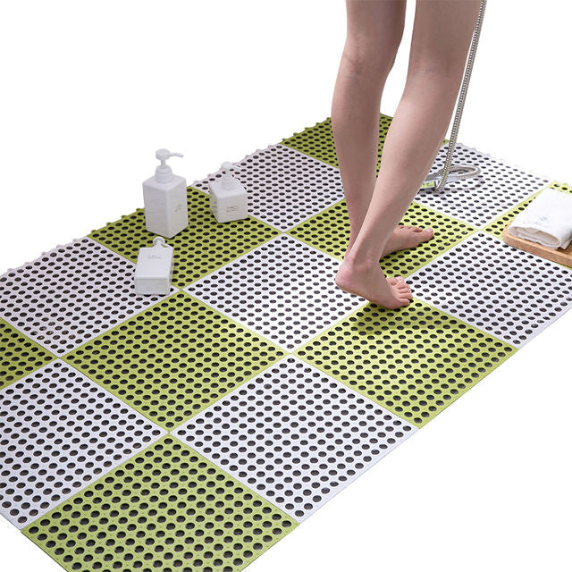 Drainage Interlocking Floor Mats Bathroom Toilet Kitchen Swimming Pool Anti Slip Splicing Bath Mat Rugs with Drain Holes