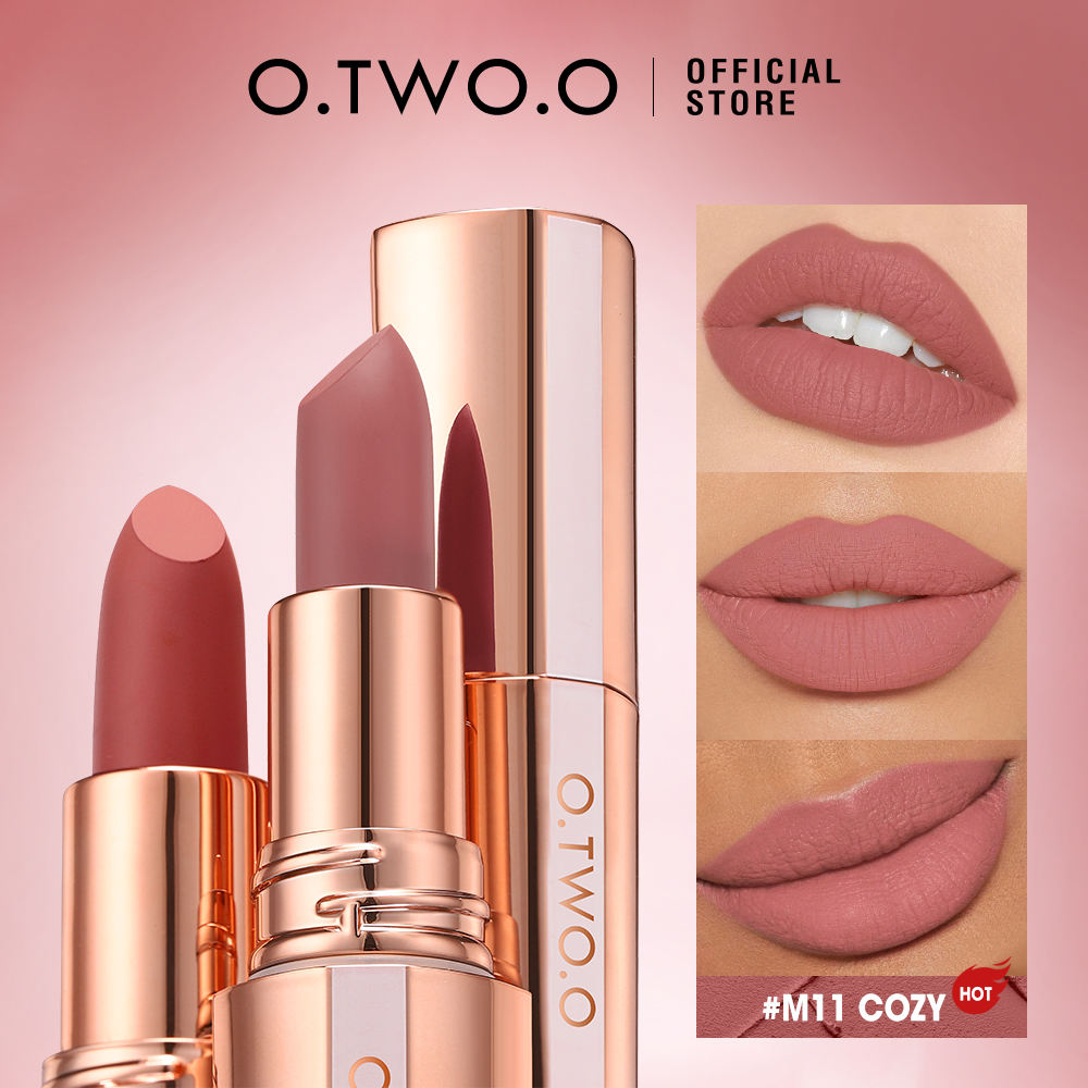 O.TWO.O High-Grade Matte Lip Stick Non-Stick Waterproof Long-Lasting Mineral Based Velvet Lip Makeup 4g Net Weight