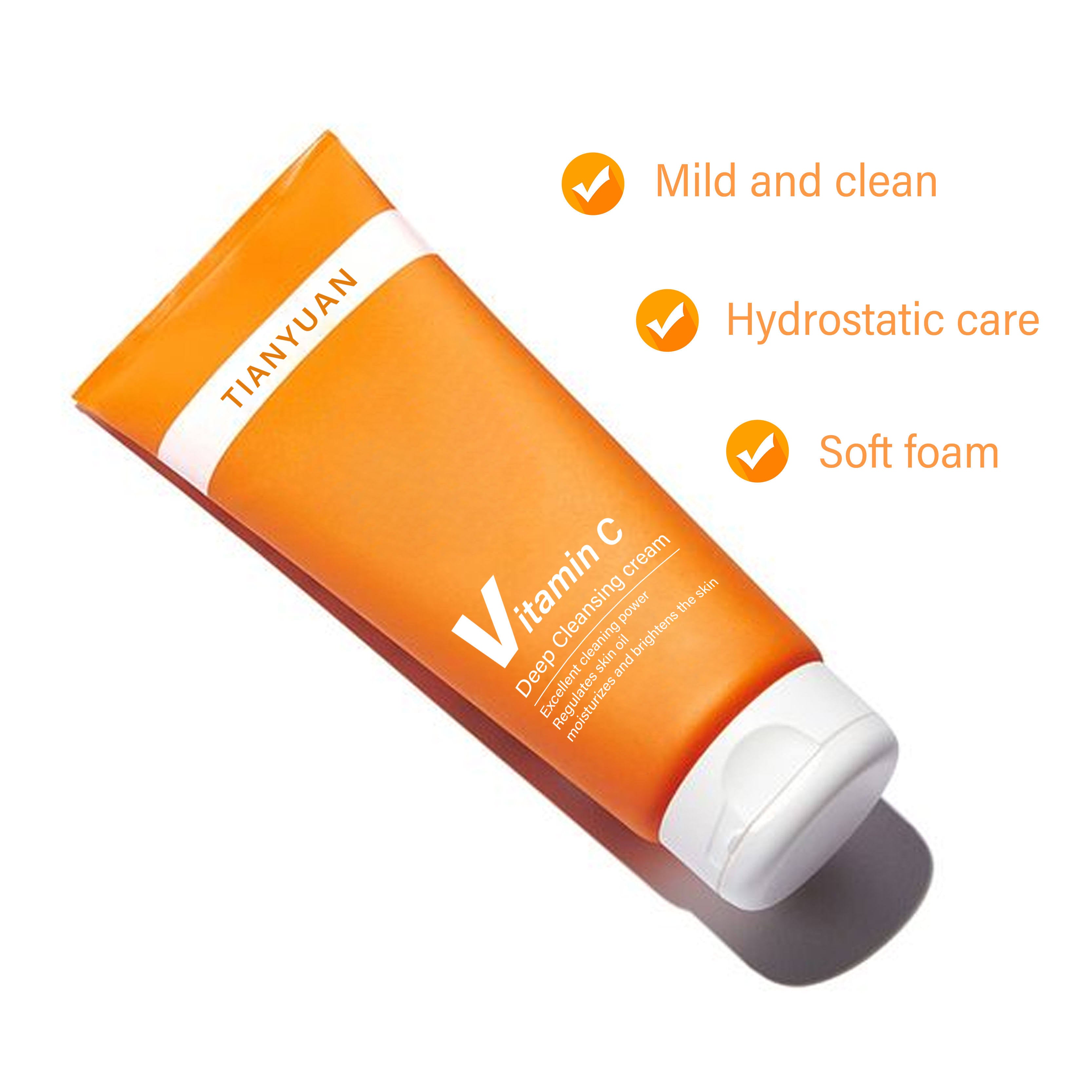 OEM Summer Refreshing Vitamin C Glycerin Herbal Gel Deep Cleansing Facial Lotion Oil Control Firming Acne FaceWash