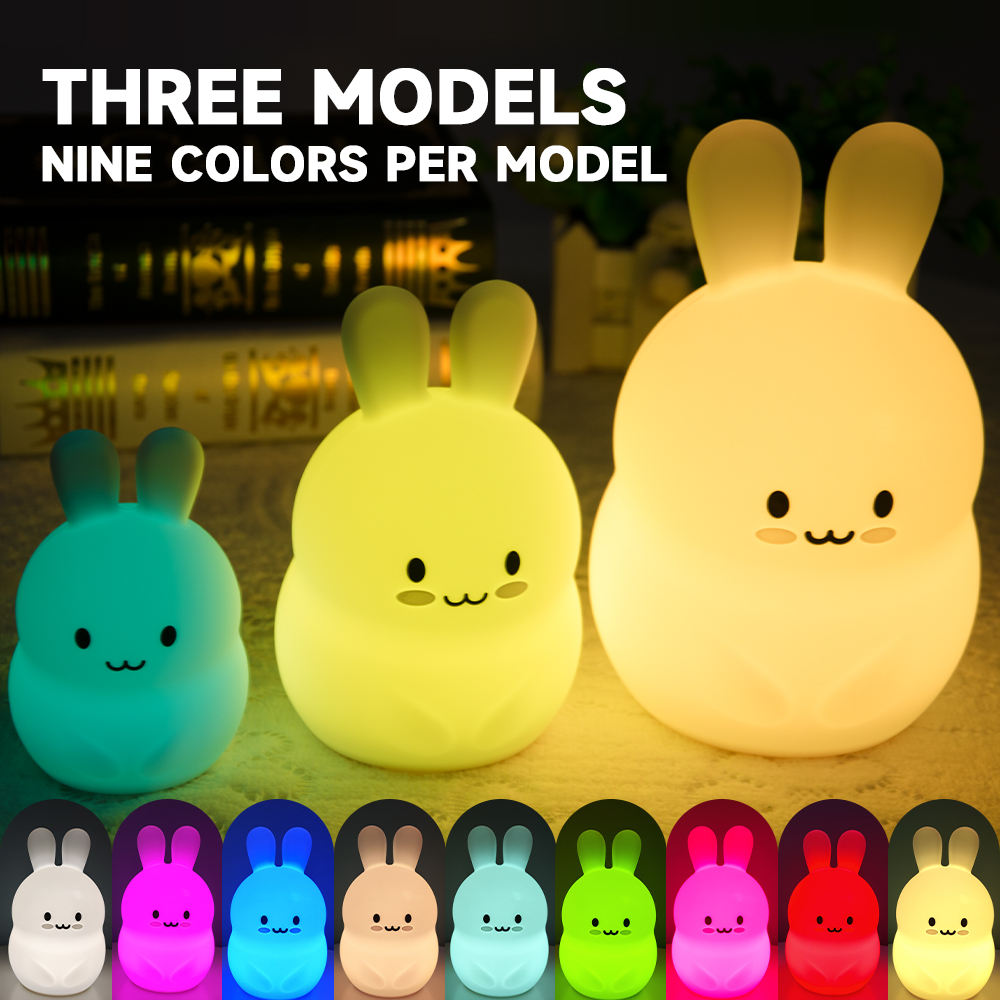 Baby Nursery Lamp Breathing Led Pat Night Light Bunny Rabbit Silicone Creative Night Light for Living Room Bedroom Decor