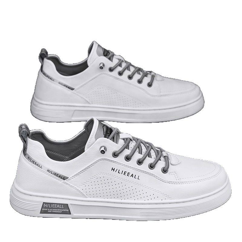 Men's Sporty Casual Sneakers Leather Upper Lace-Up Mesh Running Men Walking Shoes